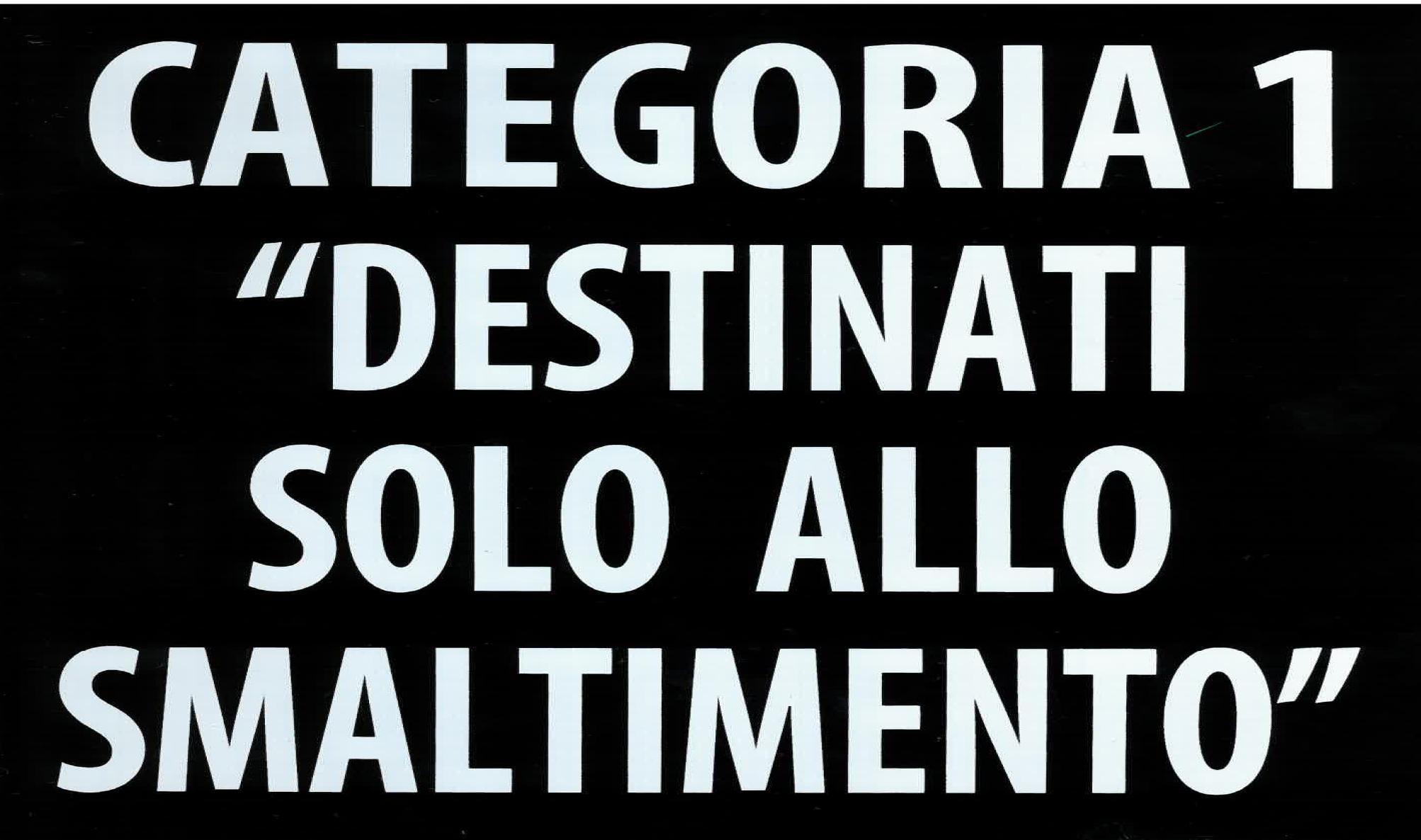 CATEGORIA 1 – DESTINATI SOLO ALLO SMALTIMENTO